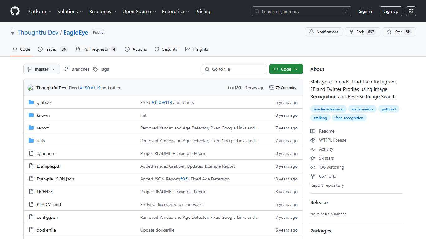 GitHub - ThoughtfulDev/EagleEye: Stalk your Friends. Find their Instagram, FB and Twitter Profiles using Image Recognition and Reverse Image Search.